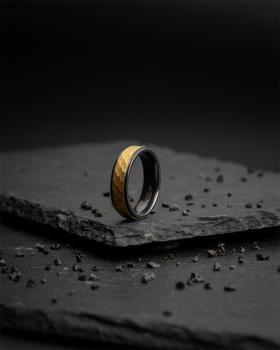 Preview: 6 mm Titanring mit schwarzem und goldenem Finish - Duplus Black Gold